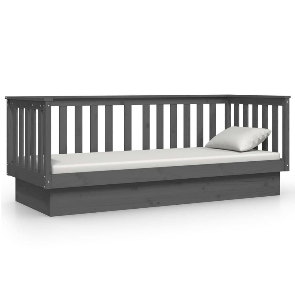 Day Bed Grey 75x190 cm Solid Wood Pine