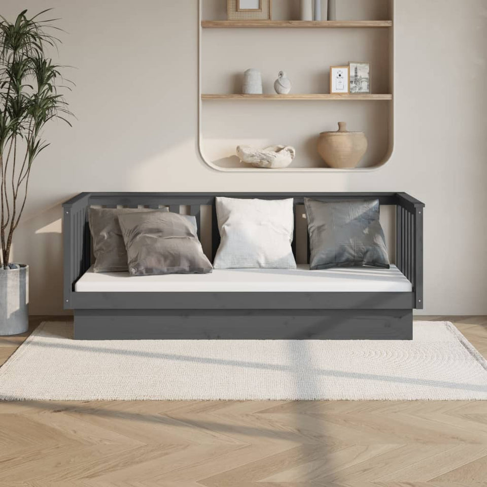 Day Bed Grey 75x190 cm Solid Wood Pine