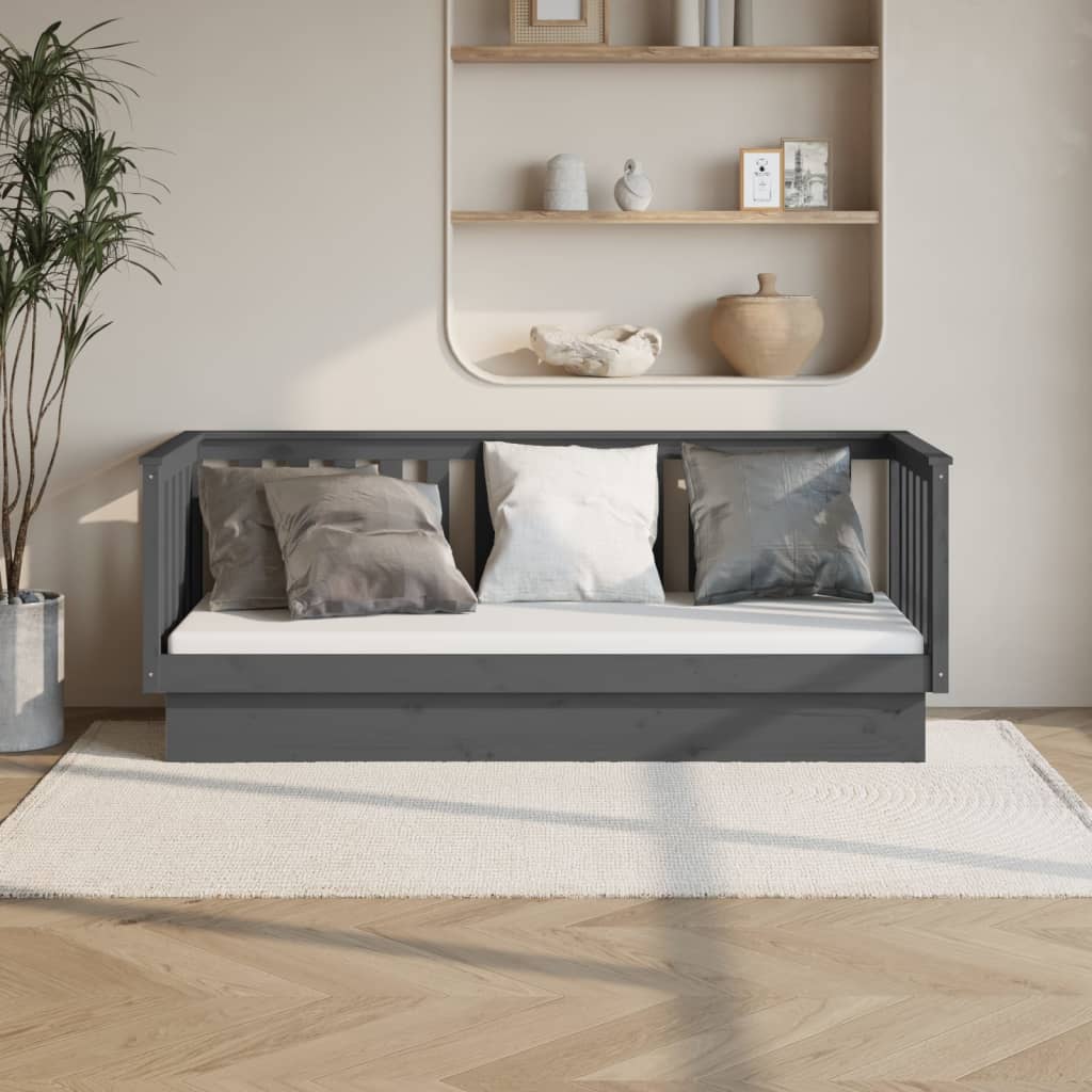 Day Bed Grey 75x190 cm Solid Wood Pine
