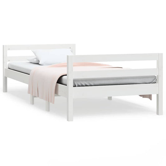 Bed Frame without Mattress White 90x200 cm Solid Wood Pine