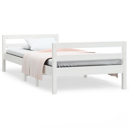 Bed Frame without Mattress White 90x190 cm Single Solid Wood Pine