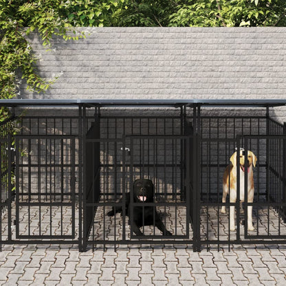 Outdoor Dog Kennel with Roof Steel 7.51 m²