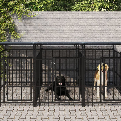 Outdoor Dog Kennel with Roof Steel 11.26 m²