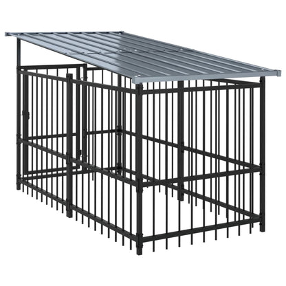 Outdoor Dog Kennel with Roof Steel 15.02 m²