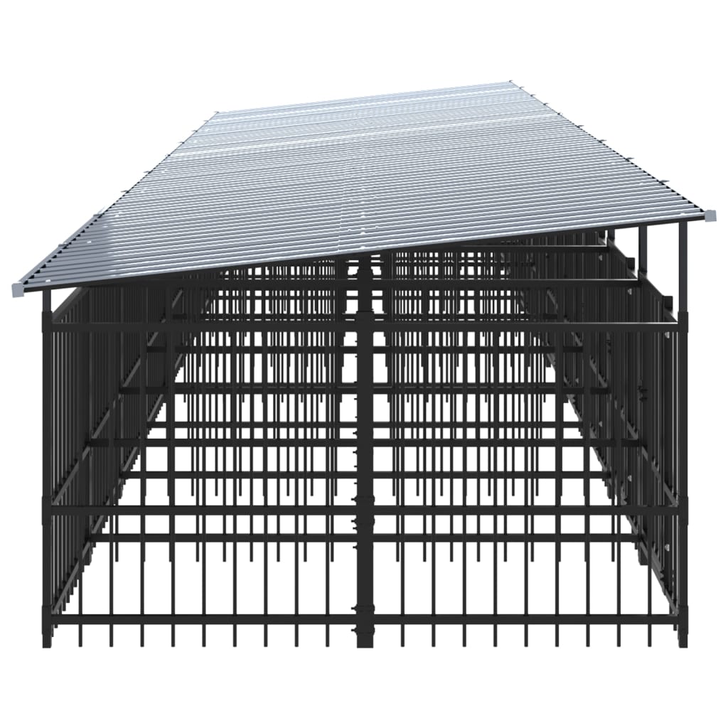 Outdoor Dog Kennel with Roof Steel 16.89 m²