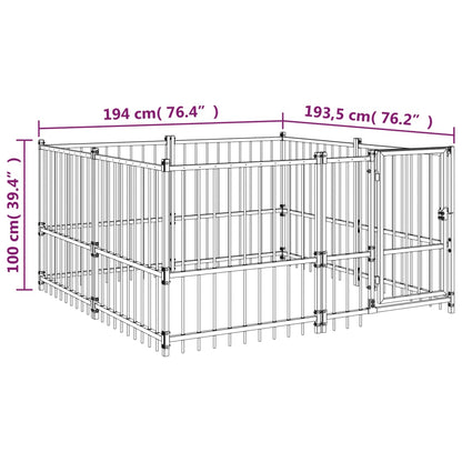 Outdoor Dog Kennel Steel 3.75 m²