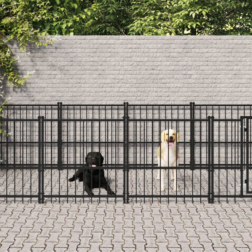 Outdoor Dog Kennel Steel 16.89 m²