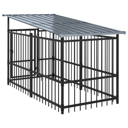 Outdoor Dog Kennel with Roof Steel 5.63 m²