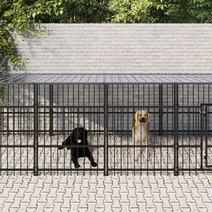 Outdoor Dog Kennel with Roof Steel 7.51 m²