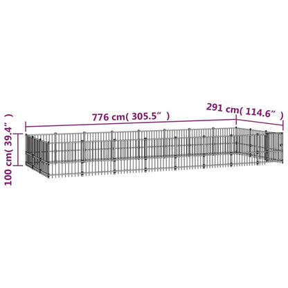 Outdoor Dog Kennel Steel 22.58 m²