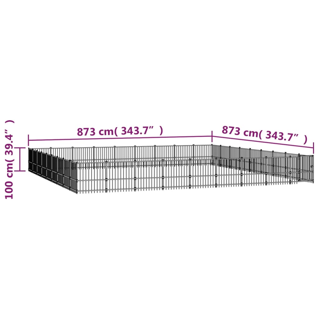 Outdoor Dog Kennel Steel 76.21 m²