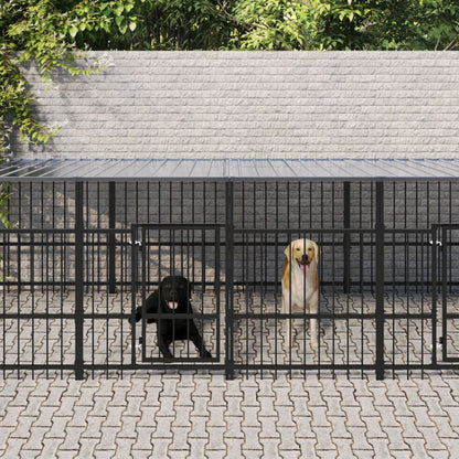 Outdoor Dog Kennel with Roof Steel 7.51 m²
