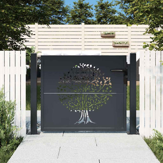 Garden Gate Anthracite 100x75 cm Steel Tree Design