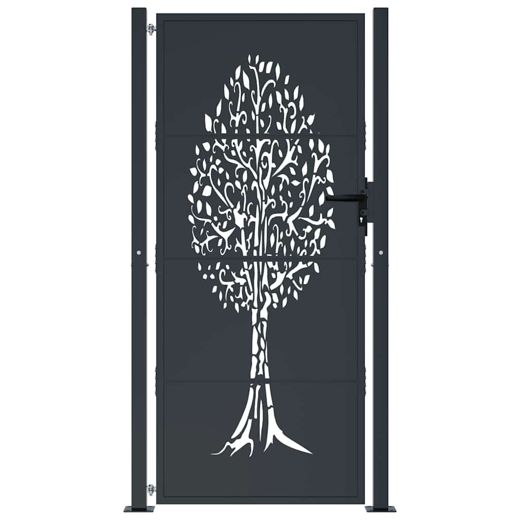 Garden Gate Anthracite 100x175 cm Steel Tree Design