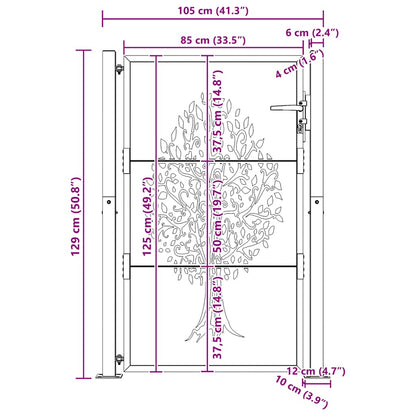 Garden Gate 100x125 cm Corten Steel Tree Design