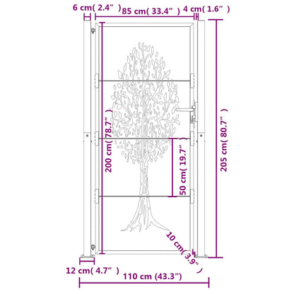 Garden Gate 100x200 cm Corten Steel Tree Design