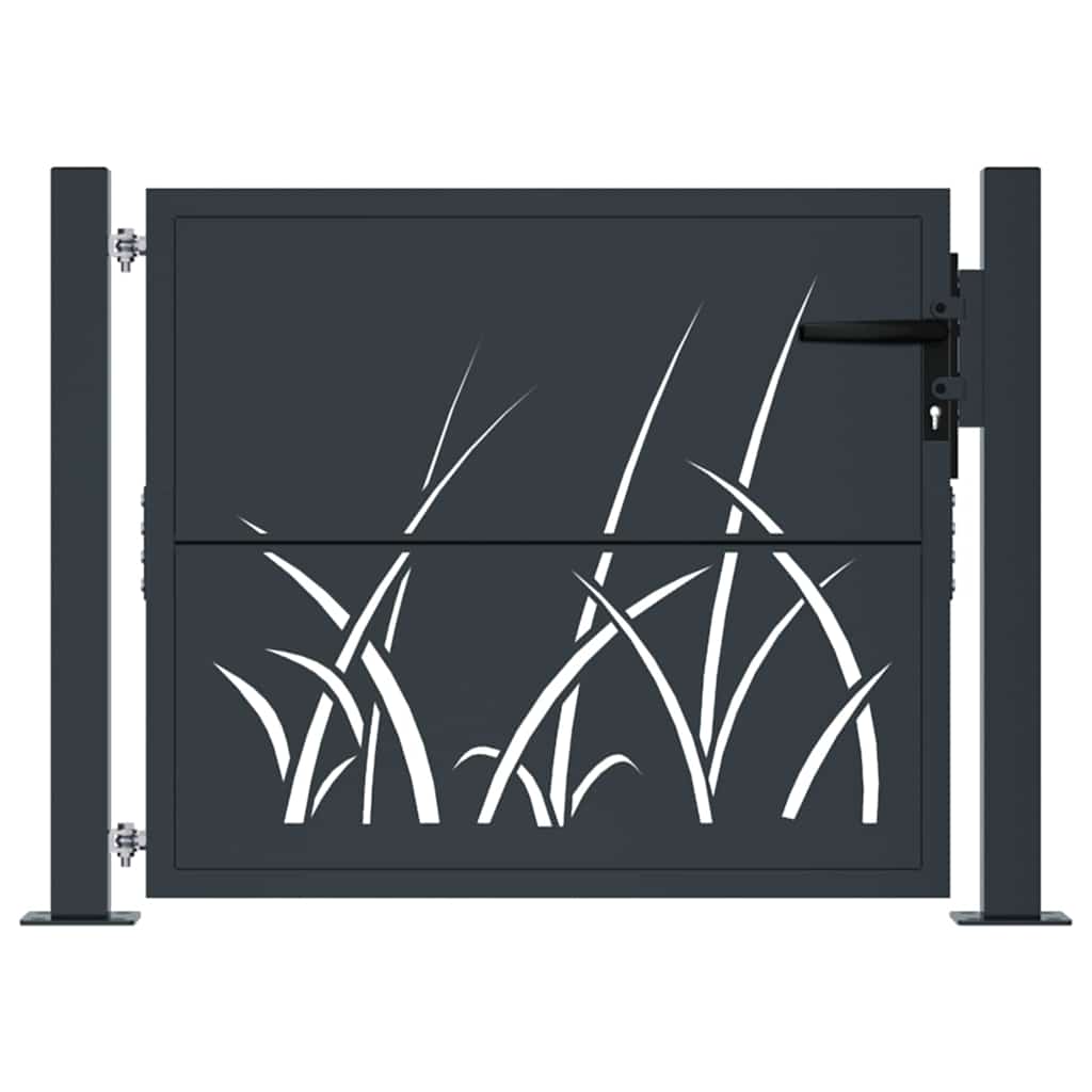 Garden Gate Anthracite 100x75 cm Steel Grass Design