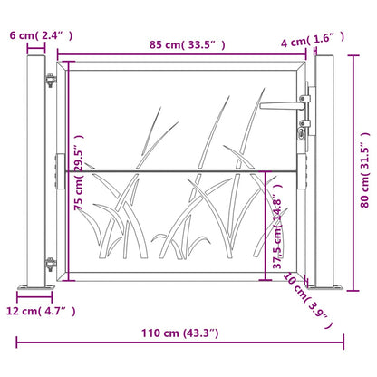 Garden Gate Anthracite 100x75 cm Steel Grass Design