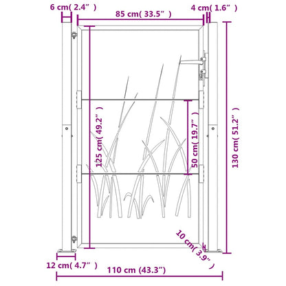 Garden Gate Anthracite 100x125 cm Steel Grass Design