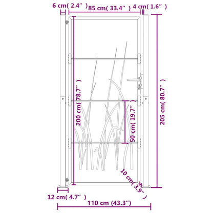 Garden Gate Anthracite 100x200 cm Steel Grass Design
