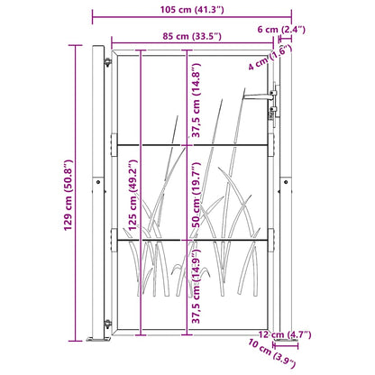 Garden Gate 100x125 cm Corten Steel Grass Design