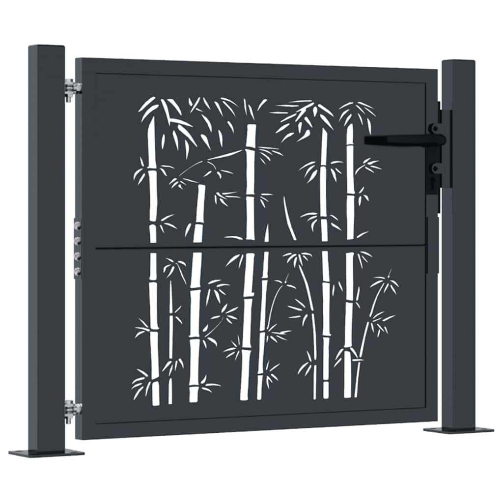 Garden Gate Anthracite 100x100 cm Steel Bamboo Design