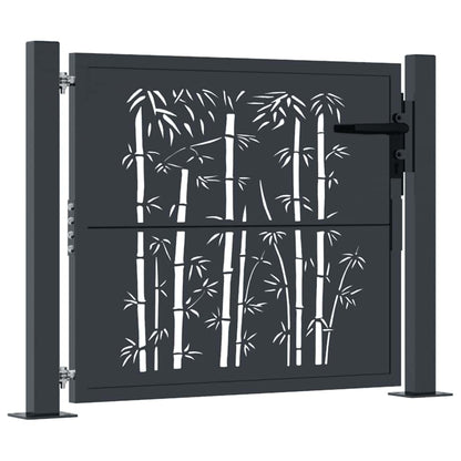 Garden Gate Anthracite 100x100 cm Steel Bamboo Design