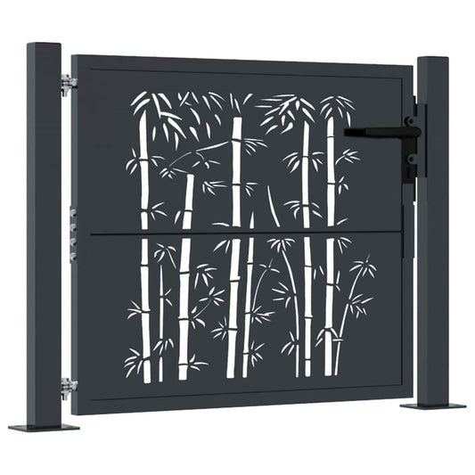 Garden Gate Anthracite 100x100 cm Steel Bamboo Design