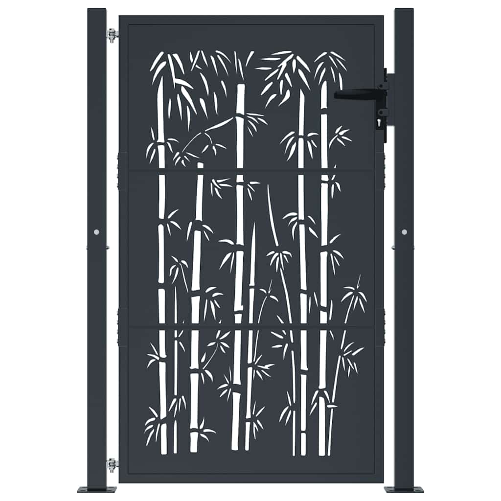 Garden Gate Anthracite 100x150 cm Steel Bamboo Design