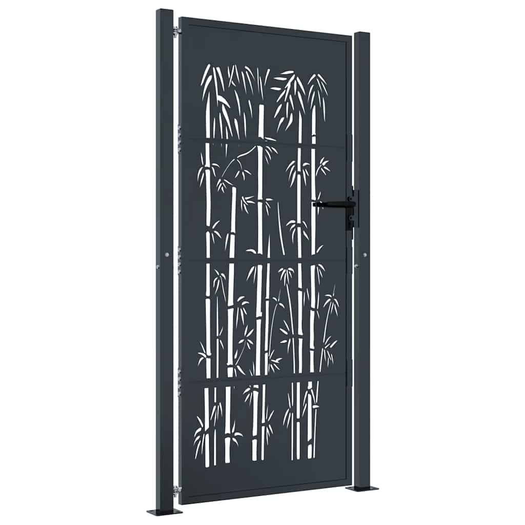 Garden Gate Anthracite 100x175 cm Steel Bamboo Design