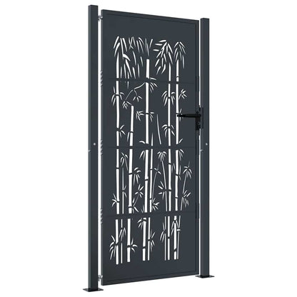 Garden Gate Anthracite 100x175 cm Steel Bamboo Design