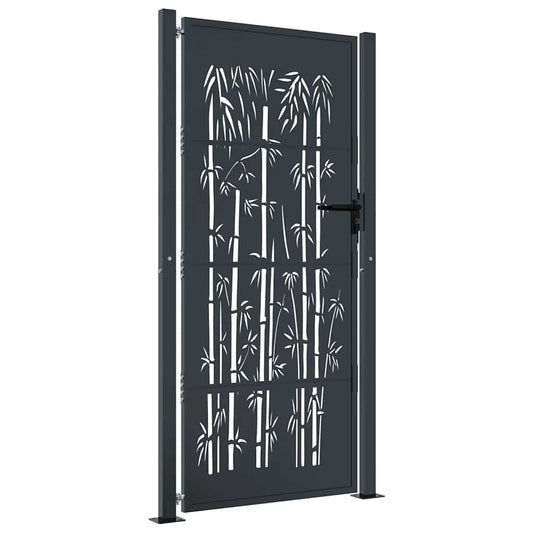 Garden Gate Anthracite 100x175 cm Steel Bamboo Design