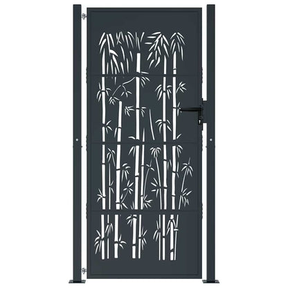 Garden Gate Anthracite 100x175 cm Steel Bamboo Design