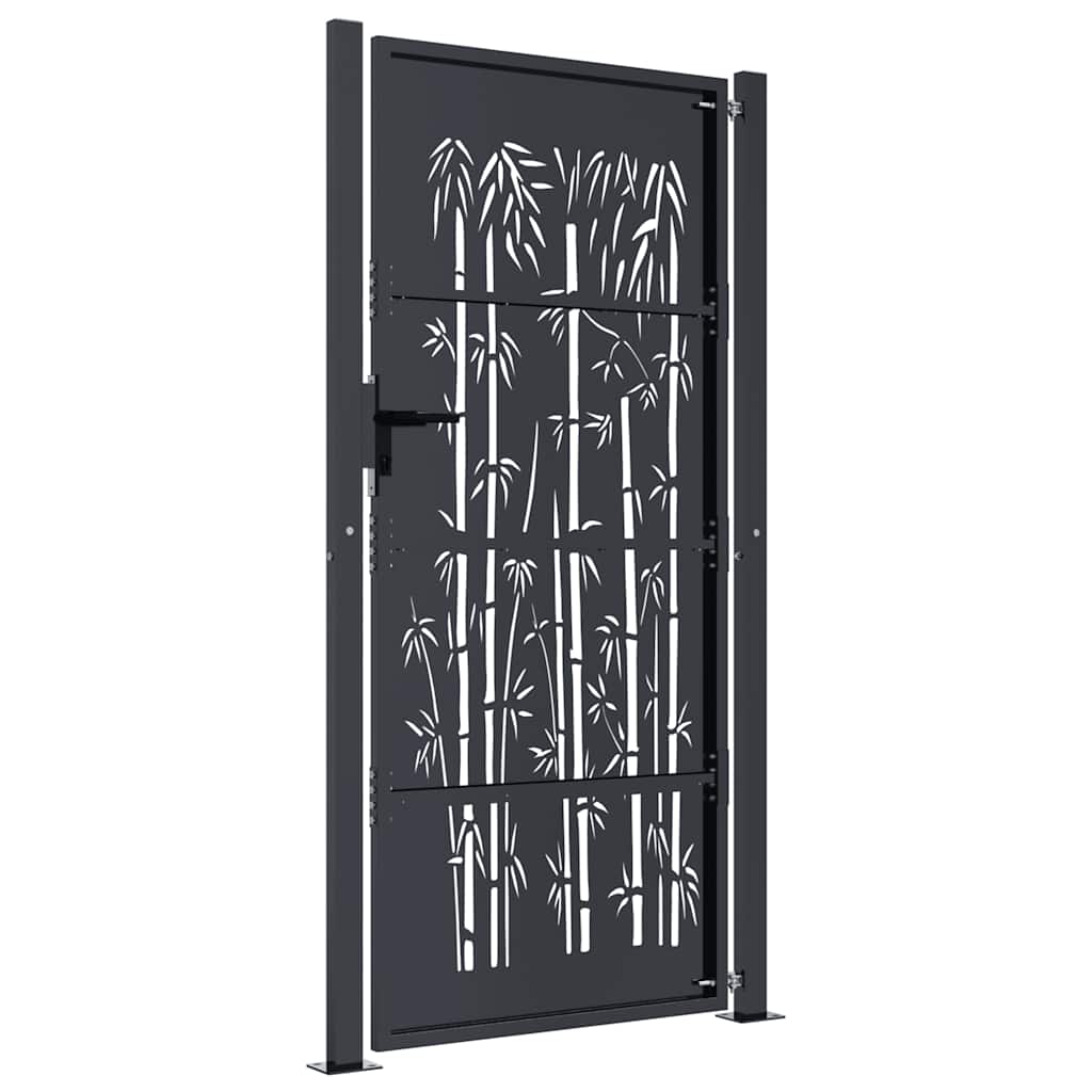 Garden Gate Anthracite 100x175 cm Steel Bamboo Design