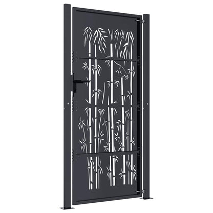 Garden Gate Anthracite 100x175 cm Steel Bamboo Design
