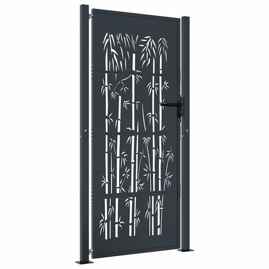 Garden Gate Anthracite 100x200 cm Steel Bamboo Design