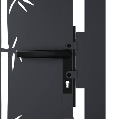 Garden Gate Anthracite 100x200 cm Steel Bamboo Design