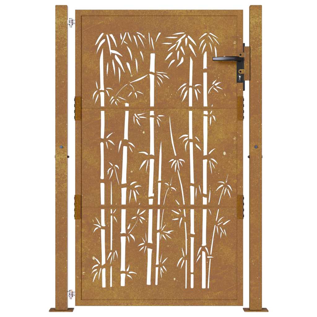 Garden Gate 100x125 cm Corten Steel Bamboo Design