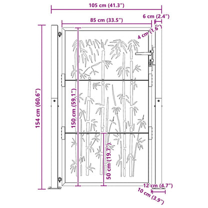 Garden Gate 100x150 cm Corten Steel Bamboo Design