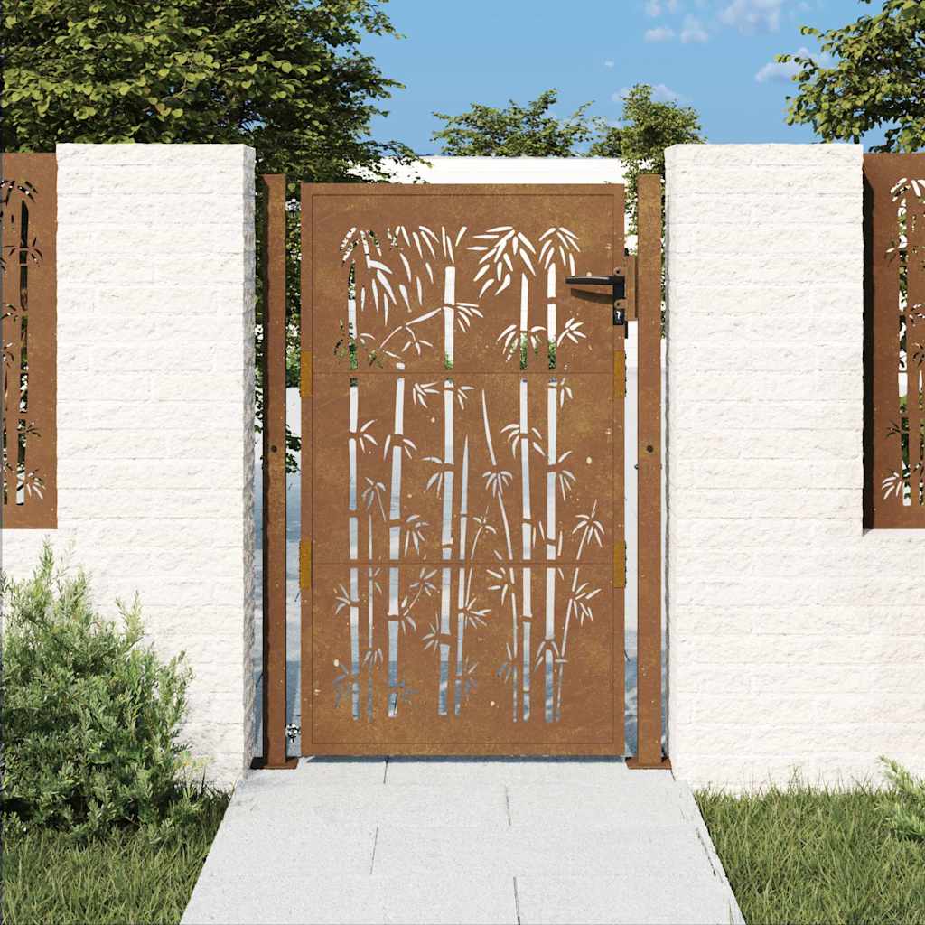 Garden Gate 100x150 cm Corten Steel Bamboo Design