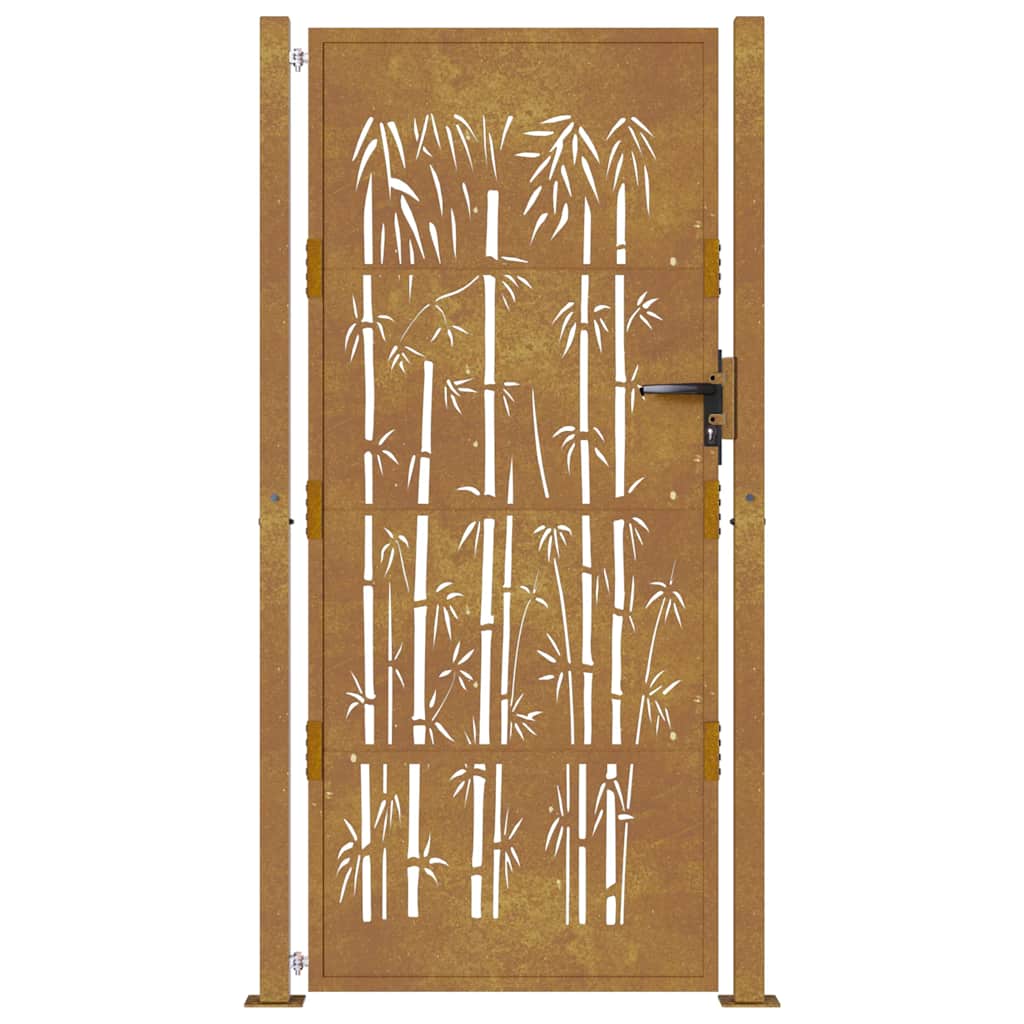 Garden Gate 100x200 cm Corten Steel Bamboo Design