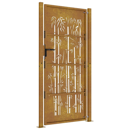 Garden Gate 100x200 cm Corten Steel Bamboo Design