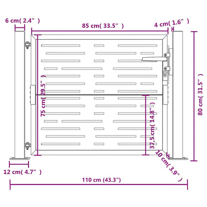 Garden Gate Anthracite 100x75 cm Steel Square Design