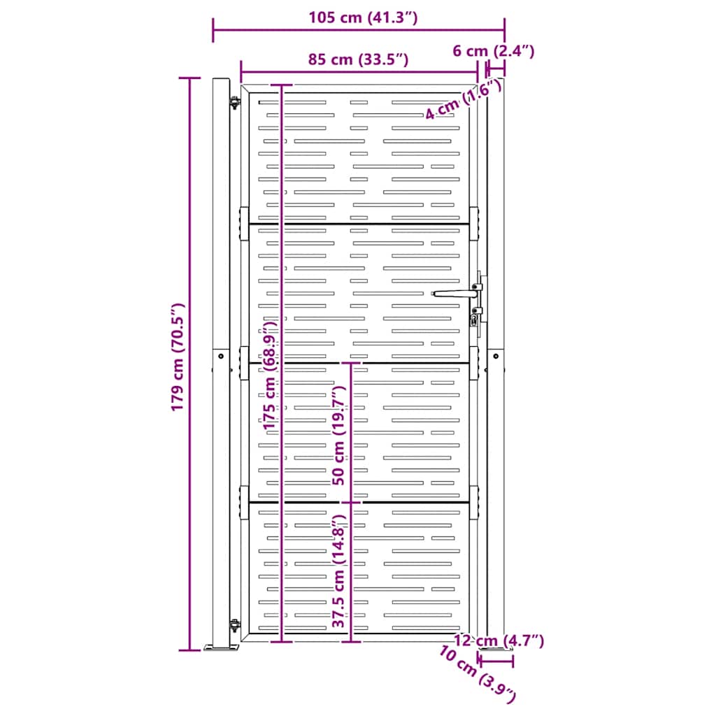 Garden Gate 100x175 cm Corten Steel Square Design