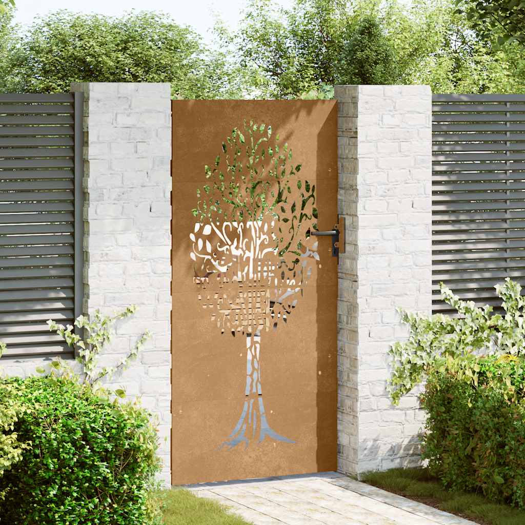 Garden Gate 85x175 cm Corten Steel Tree Design