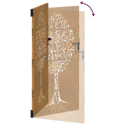 Garden Gate 85x175 cm Corten Steel Tree Design