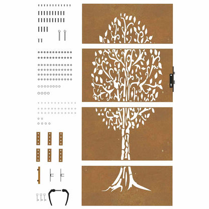 Garden Gate 85x175 cm Corten Steel Tree Design
