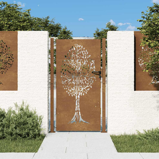 Garden Gate 100x175 cm Corten Steel Tree Design