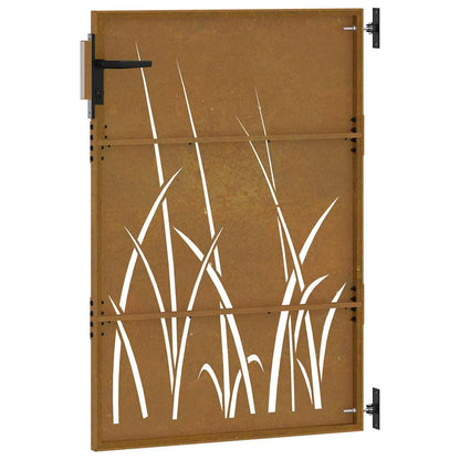 Garden Gate 85x125 cm Corten Steel Grass Design