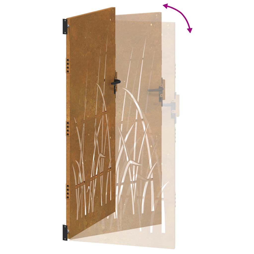 Garden Gate 85x175 cm Corten Steel Grass Design
